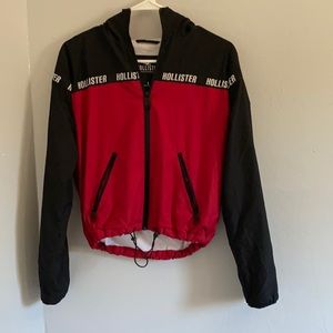 Hollister red and black windbreaker